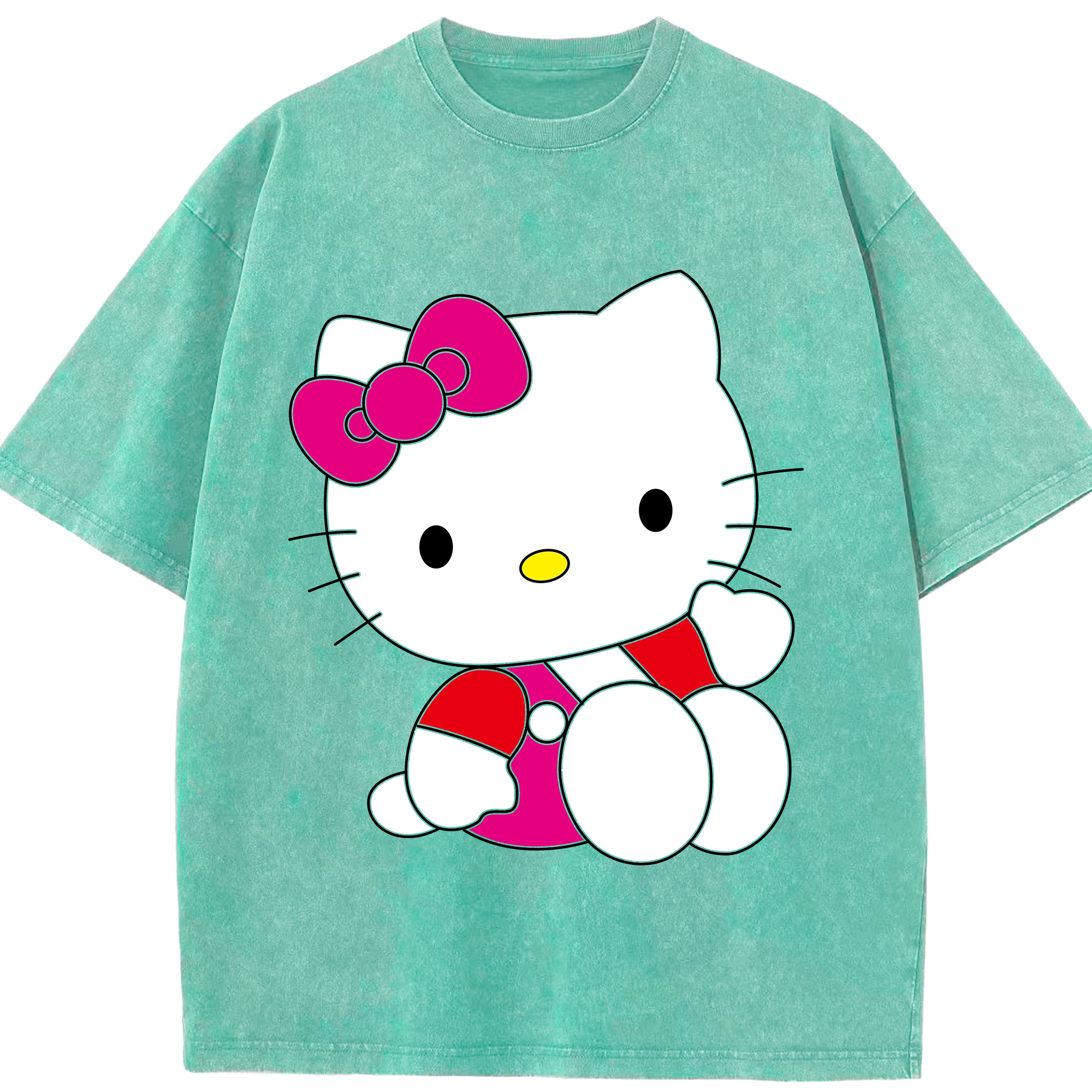 （画像用） Hello Kitty ハローキティ 綿100% ヴィンテージ風 半袖Tシャツ（フロントプリント）